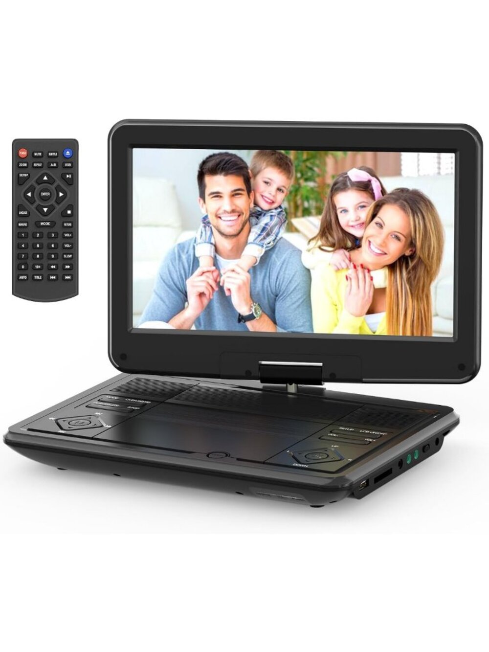 12.5” Portable DVD Player - 10.5” Swivel Screen, 5-Hour Battery, Car & Home Use
